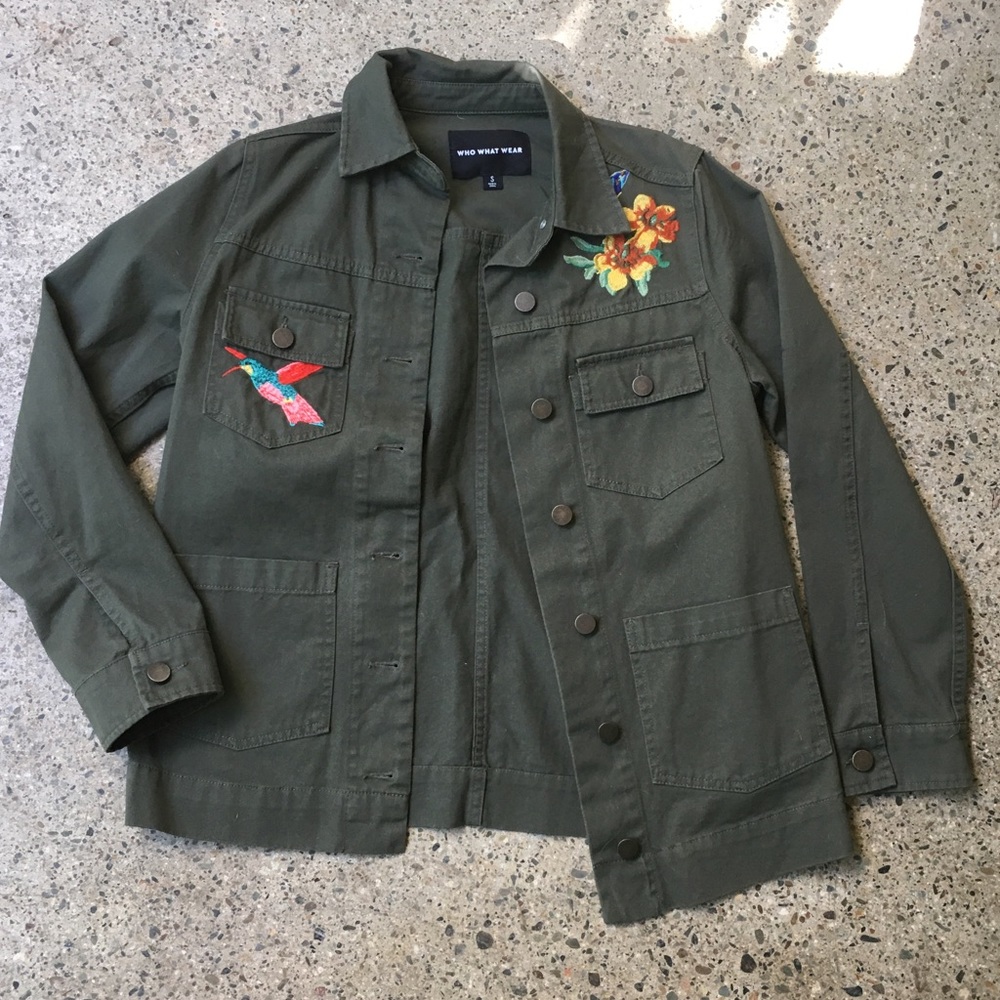 Embroidered Green Denim Jacket